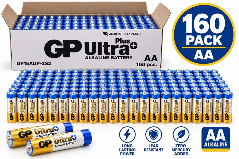 GP Ultra Plus AA Alkaline Batteries 160 Pack